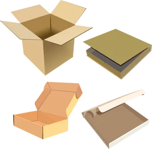 Various Shipping Boxes Types PNG image
