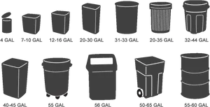 Various Trash Cans Size Comparison