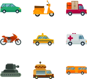 Various Vehicles Vector Illustration