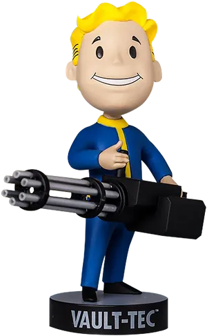 Vault Tec Boy With Mini Gun Figure PNG image