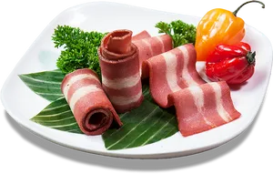 Vegan Bacon Displayon Plate PNG image