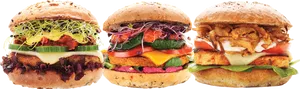 Vegan Burger Trio PNG image