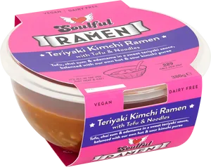 Vegan Teriyaki Kimchi Ramen Packaging PNG image