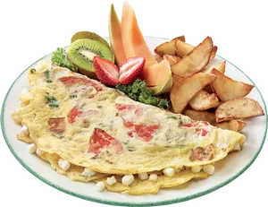 Vegetable Omelettewith Fruitand Potatoes PNG image