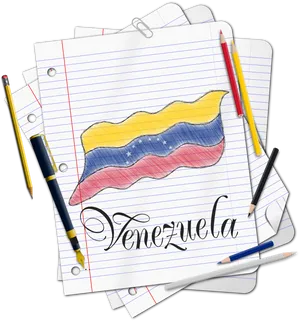 Venezuela Flag Drawingon Paper PNG