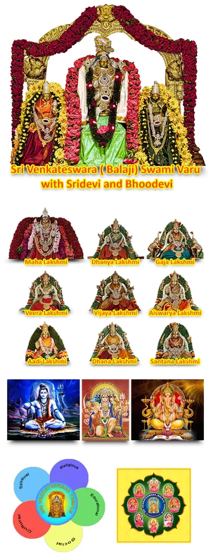 Venkateswaraand Lakshmi Forms Collage PNG image