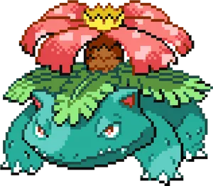 Venusaur_ Pixel_ Art_ Creation PNG image