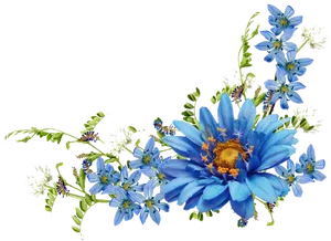 Vibrant_ Blue_ Flowers_ Border PNG image