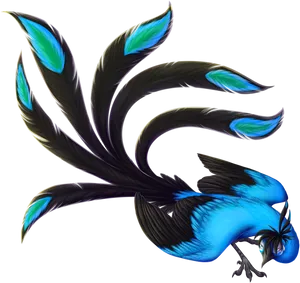 Vibrant Blue Phoenix Art PNG