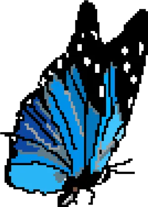 Vibrant Blue Pixel Butterfly PNG image