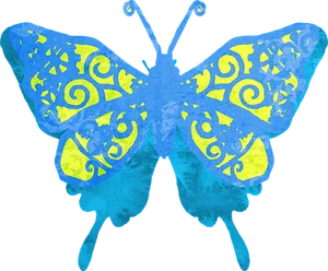 Vibrant_ Blue_ Yellow_ Butterfly_ Art