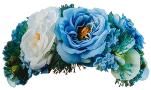 Vibrant Blueand White Floral Arrangement PNG image