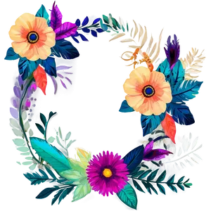 Vibrant Boho Flowers PNG 6
