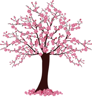 Vibrant Cherry Blossom Tree Illustration PNG image