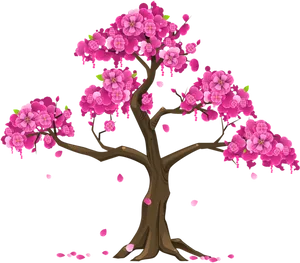 Vibrant_ Cherry_ Blossom_ Tree_ Illustration PNG image