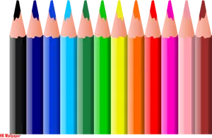 Vibrant Colored Pencils Row PNG image