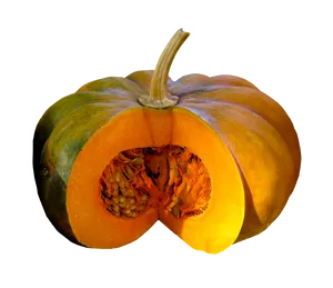 Vibrant Cut Open Pumpkin PNG image