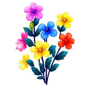 Vibrant Cute Flowers PNG Bar PNG