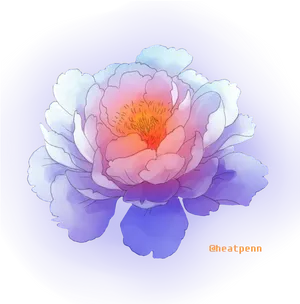 Vibrant Digital Peony Art PNG image