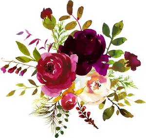 Vibrant_ Floral_ Arrangement_on_ Black_ Background PNG image