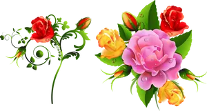 Vibrant Floral Artwork PNG image