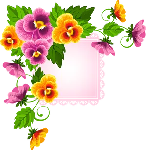 Vibrant_ Floral_ Border_ Design PNG image