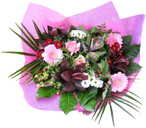 Vibrant_ Floral_ Bouquet_ Pink_ Wrapping.png PNG image