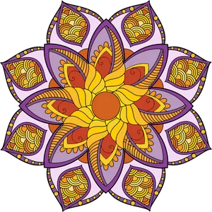 Vibrant Floral Mandala Artwork PNG image