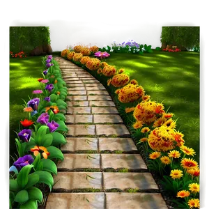 Vibrant Flower Garden Path Png Hat93 PNG image