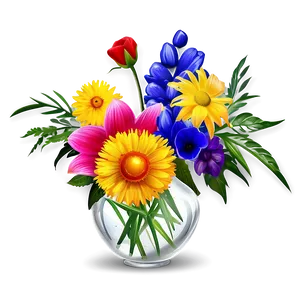 Vibrant Flowers Vase Png Ibh15 PNG image