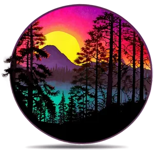 Vibrant Forest Sunset PNG 77