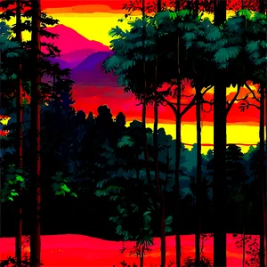 Vibrant Forest Sunset PNG 84