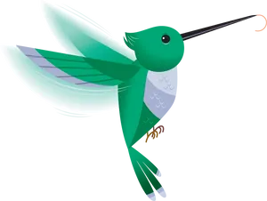 Vibrant Green Hummingbird Illustration PNG image