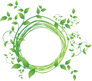 Vibrant Green Leaf Circle Frame PNG image