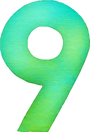 Vibrant Green Number9 PNG image