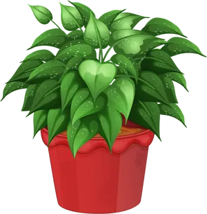 Vibrant Green Plantin Red Pot PNG image