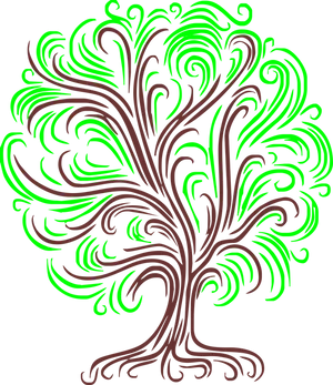Vibrant Green Swirl Tree Art PNG