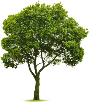 Vibrant Green Tree Isolatedon Black