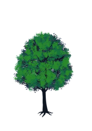 Vibrant Green Treeon Black Background