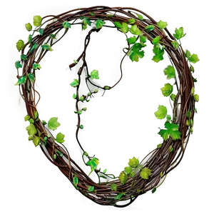 Vibrant Green Vine Wreath PNG image