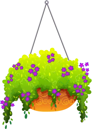 Vibrant Hanging Plant Illustration PNG image