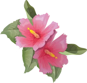 Vibrant Hibiscus Flowers Illustration