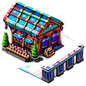 Vibrant Marketplace Building PNG Rvq40