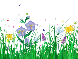 Vibrant Meadow Floral Scene PNG image