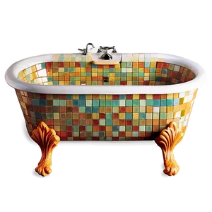 Vibrant Mosaic Tile Bathtub PNG 96 PNG