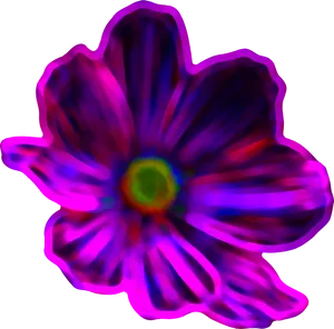 Vibrant Neon Blue Flower Art PNG image