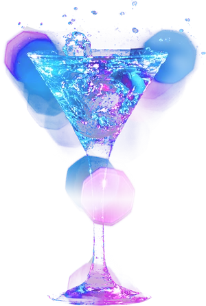 Vibrant Neon Cocktail Glass PNG image