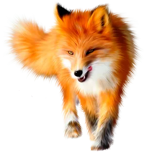 Vibrant Orange Fox Artwork PNG image