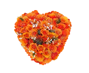 Vibrant_ Orange_ Rose_ Heart_ Bouquet PNG image