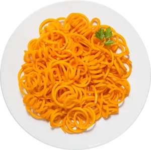 Vibrant Orange Spiral Noodles PNG image